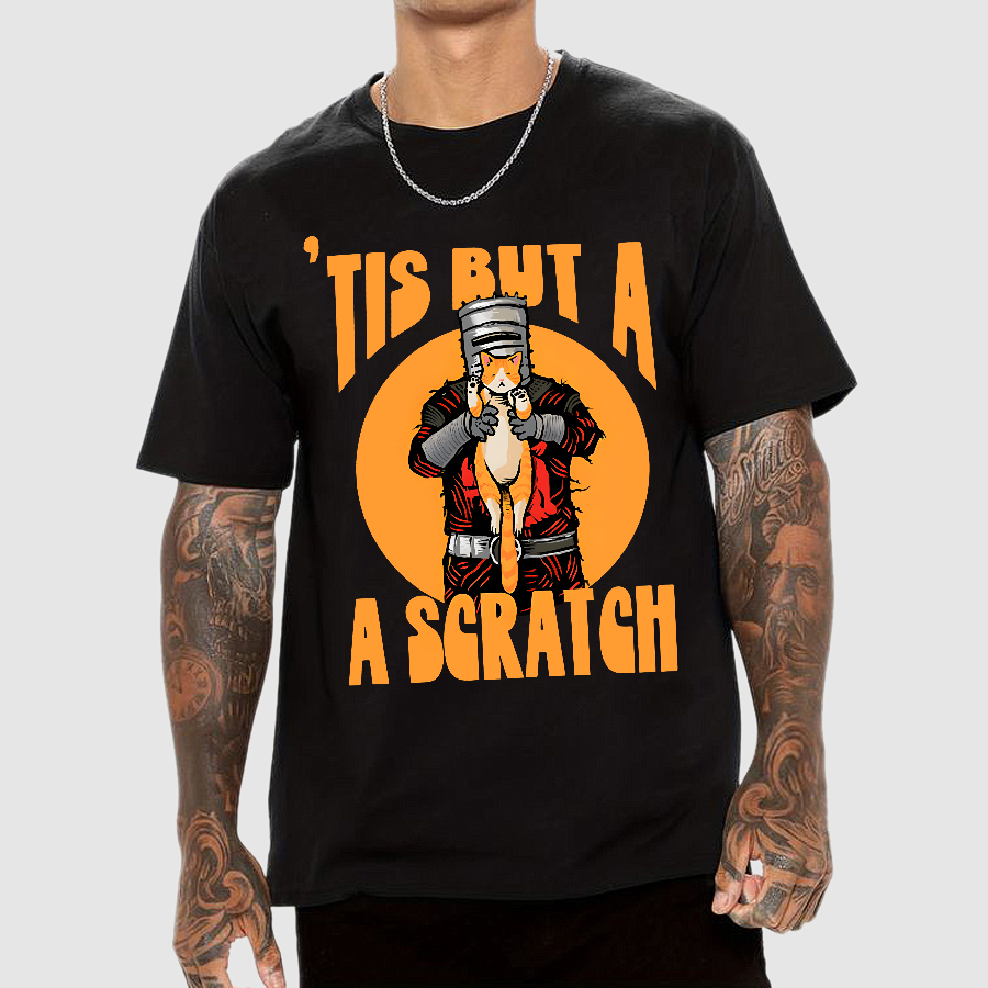 Tis But A Scratch The Black Knight Vs Cat Knight & Kitten  T-Shirt
