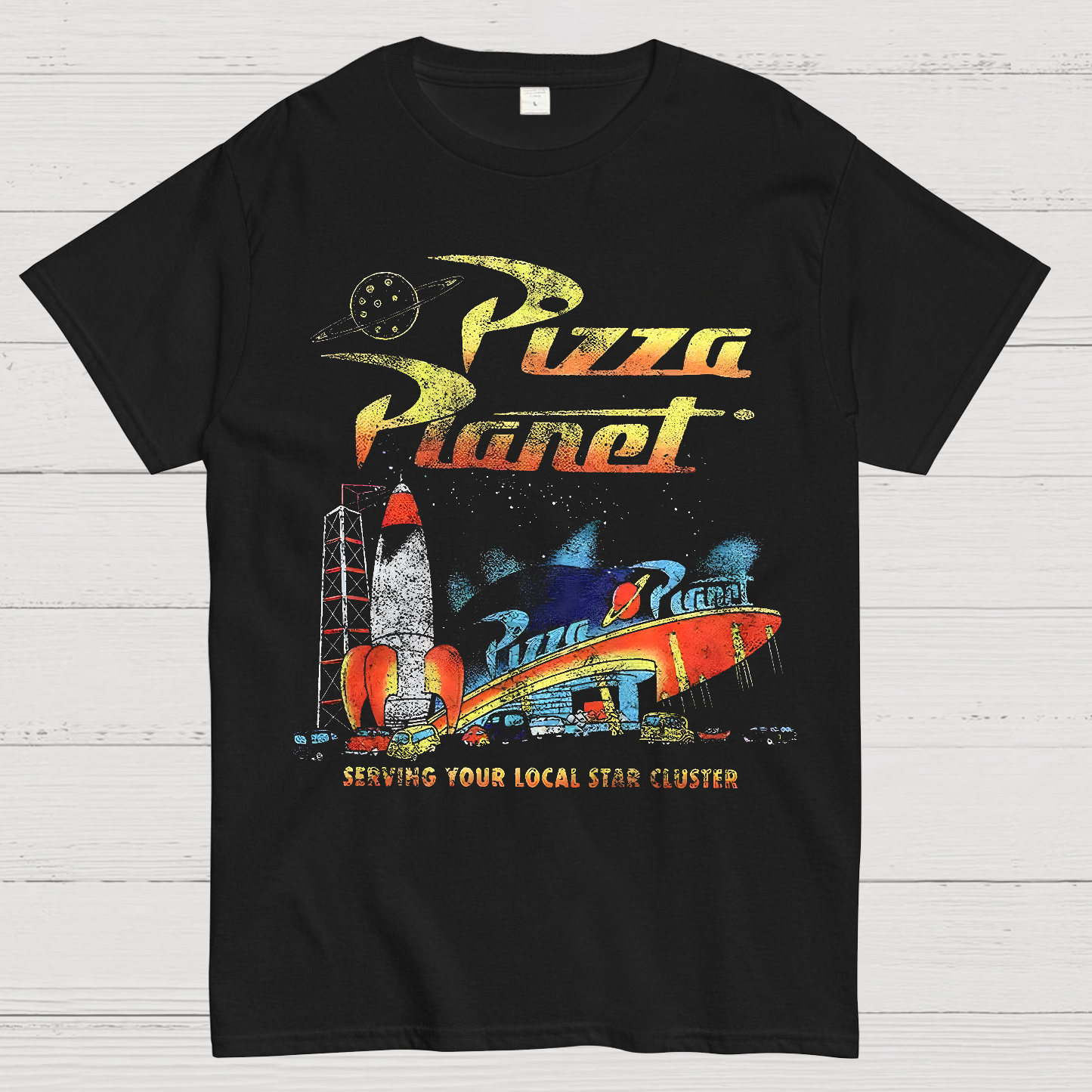 Retro Toy Story Pizza Planet Serving Your Local Star  T-Shirt