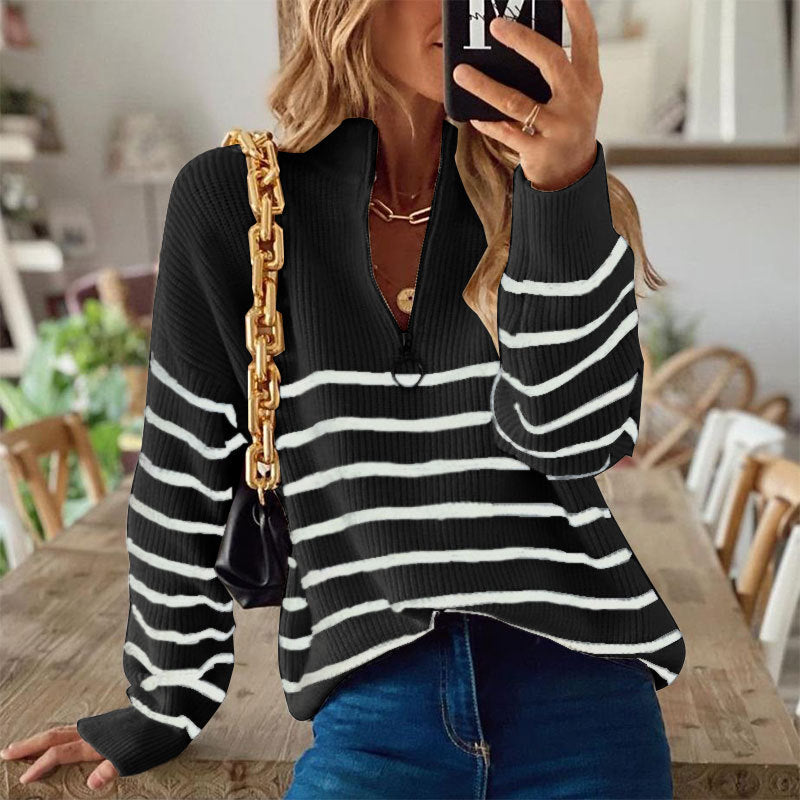 Soft Cozy Women’s Knit Pullover - Oversized Half Zip, Velvet
