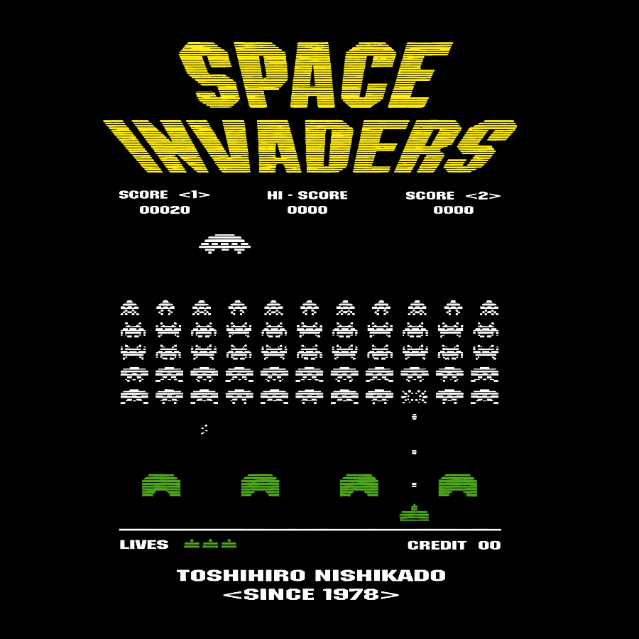 Space Invaders Retro Video Game Player y T-Shirt