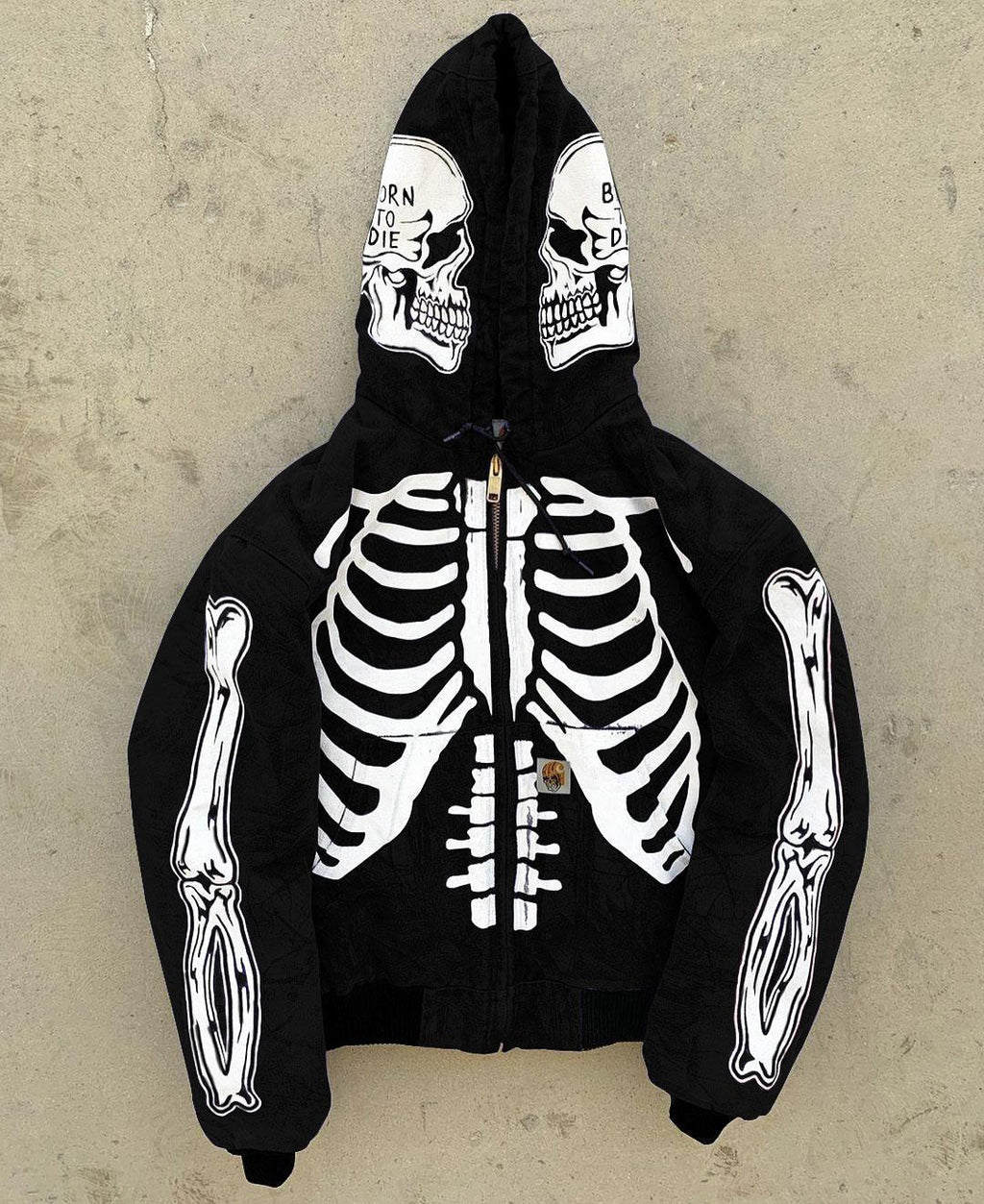 Insulating Men's Skeleton Hoodie - Full Zip Polyester Casual