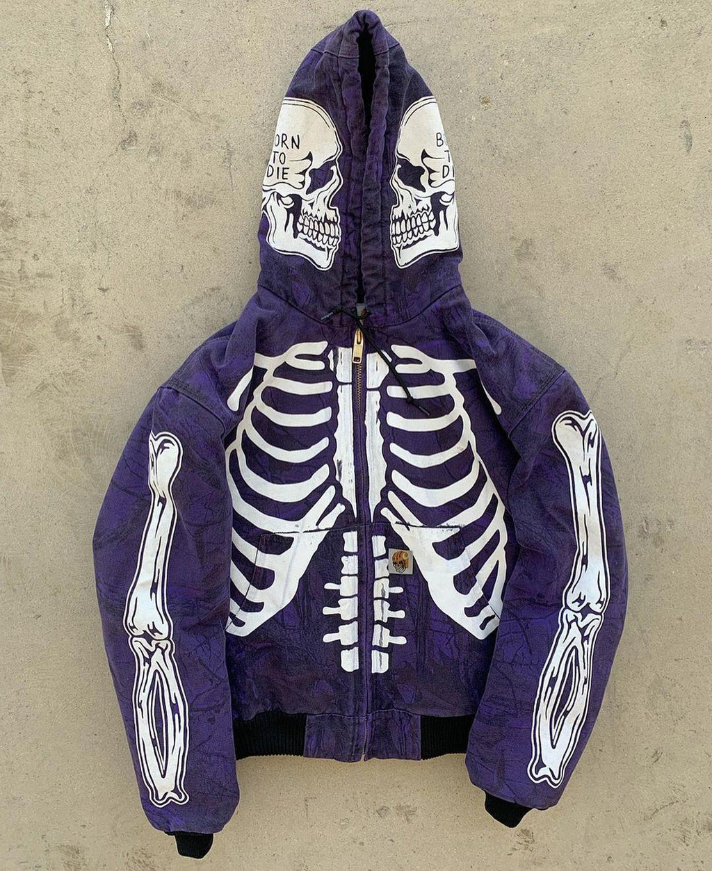 Insulating Men's Skeleton Hoodie - Full Zip Polyester Casual