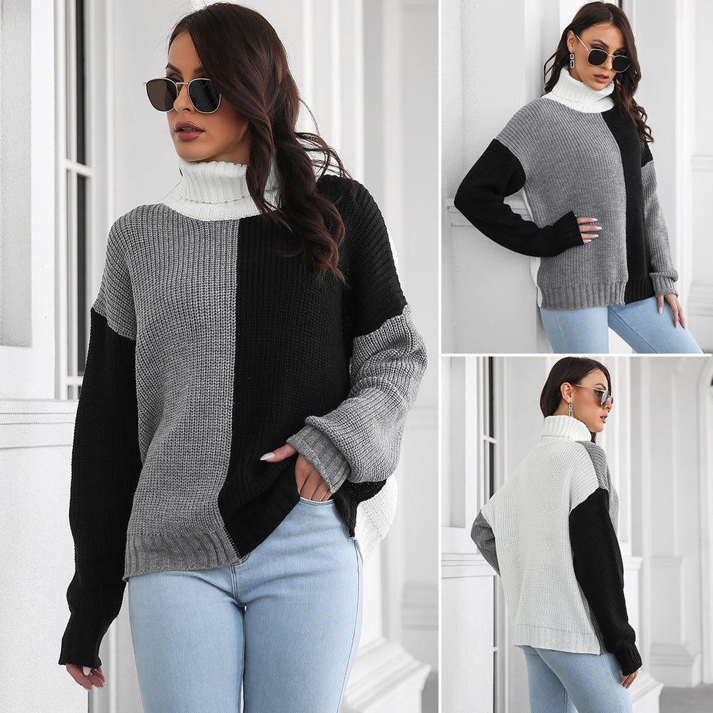 Soft Relaxed Women’s Sweater - High Neck Acrylic Layer