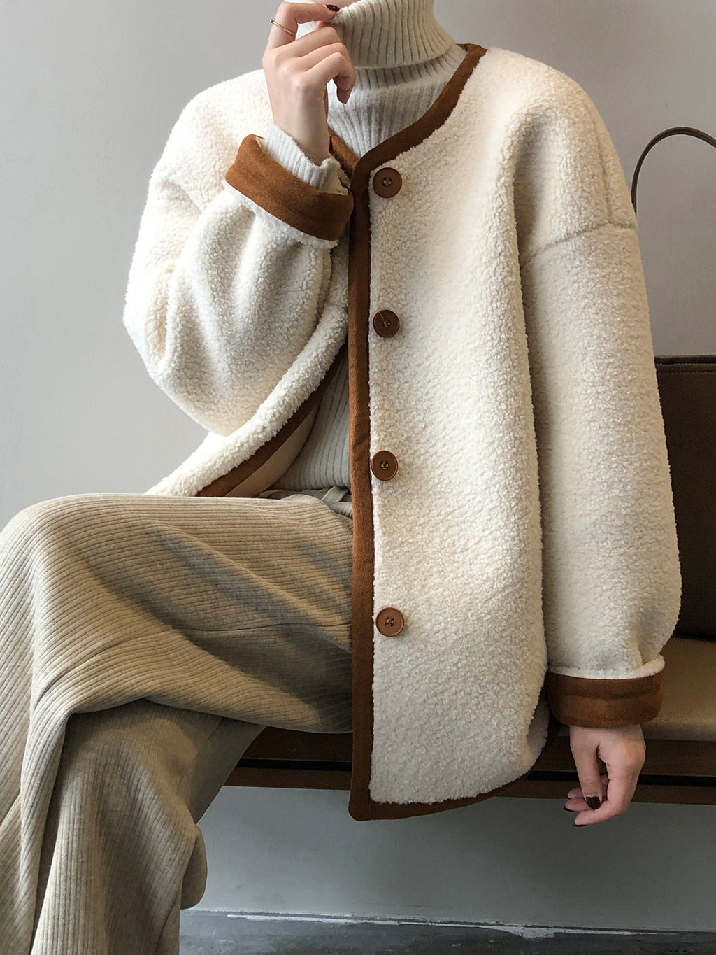 Warm Cozy Women's Fleece Coat - Boxy, Polyester, Winter