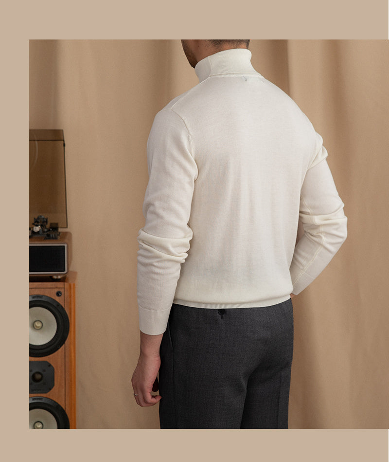 Lightweight Mens Turtleneck Sweater - Slim, Wool, Commute