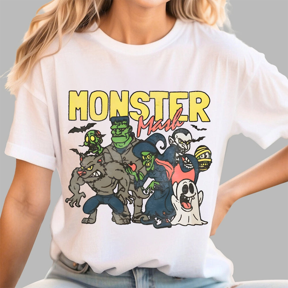Monster Mashup - Retro Ghost Halloween  T-Shirt