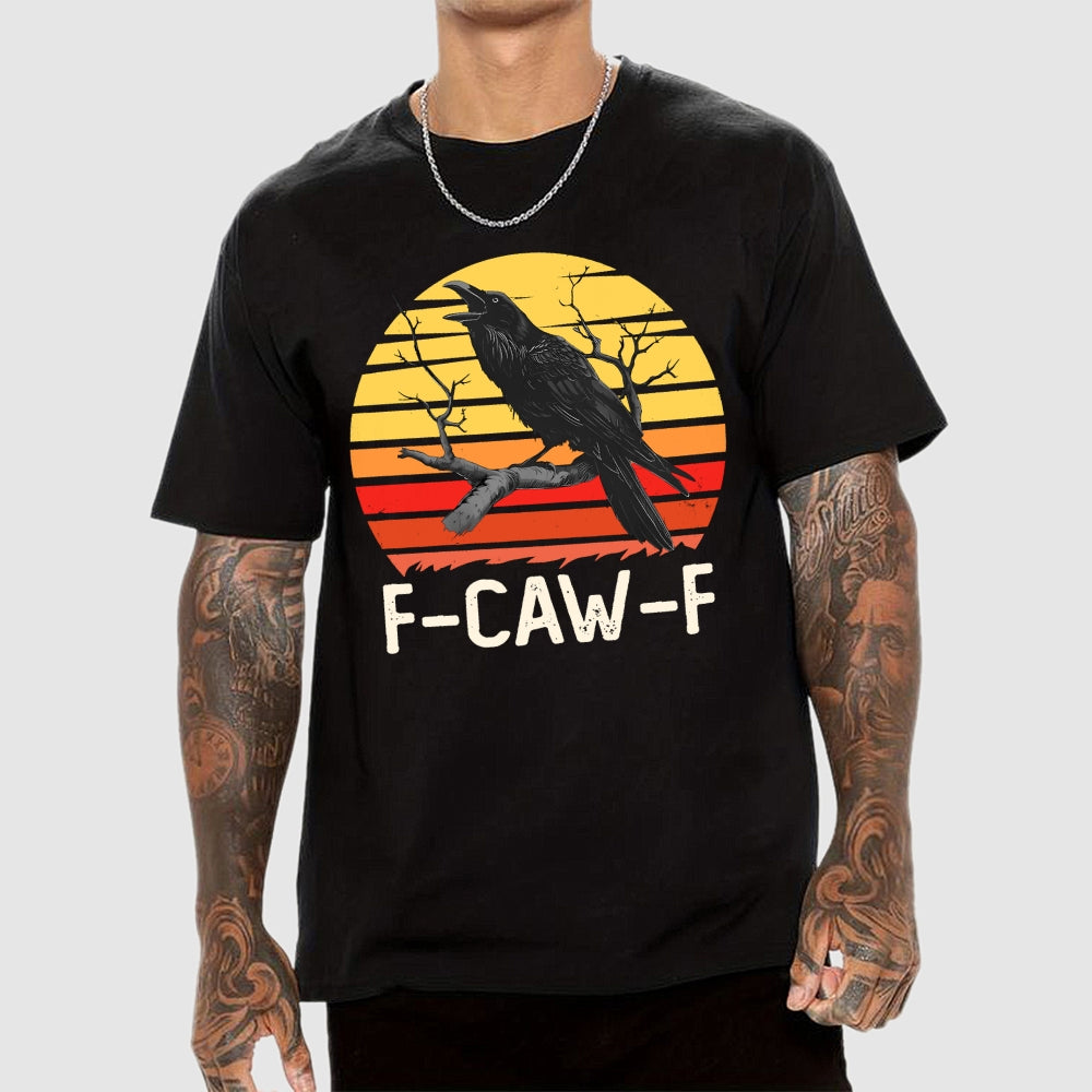 Retro Sunset F-Caw-F Black Bird Black Crow Unisex  T-Shirt
