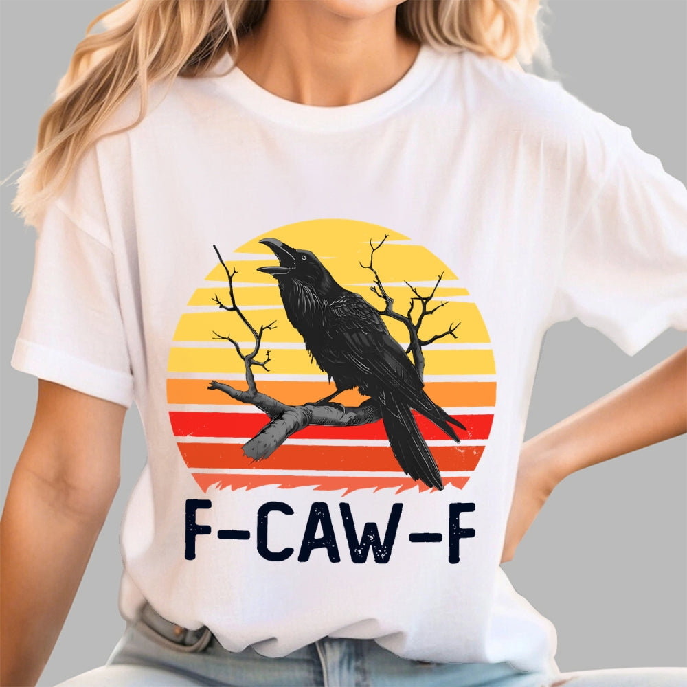 Retro Sunset F-Caw-F Black Bird Black Crow Unisex  T-Shirt