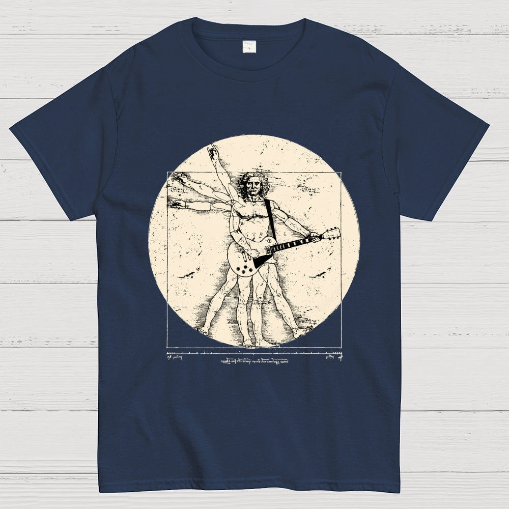 Vitruvian Guitarist T-Shirt  Funny Leonardo da Vinci Rock and Roll Unisex  T-Shirt