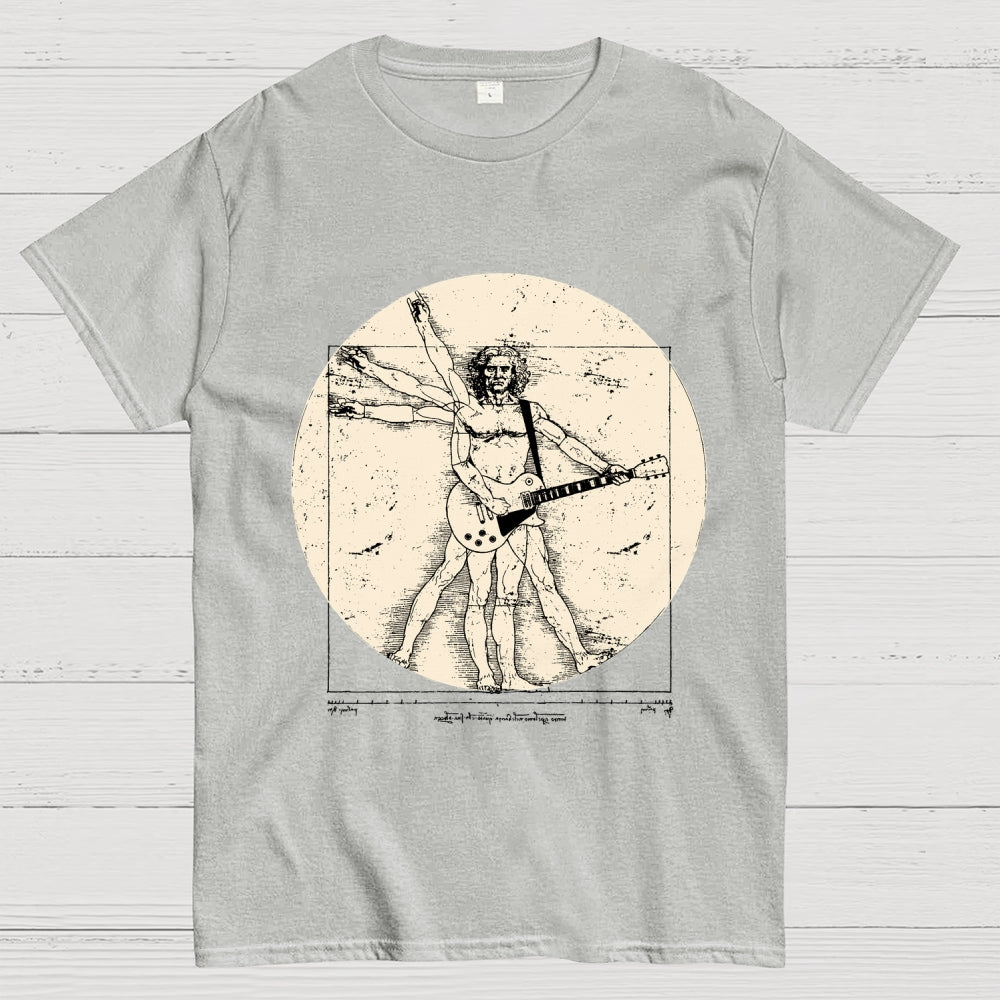 Vitruvian Guitarist T-Shirt  Funny Leonardo da Vinci Rock and Roll Unisex  T-Shirt