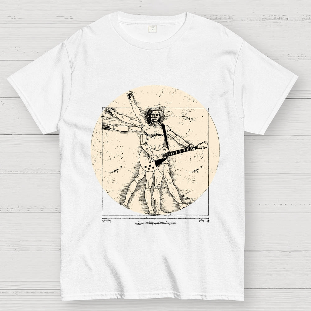 Vitruvian Guitarist T-Shirt  Funny Leonardo da Vinci Rock and Roll Unisex  T-Shirt