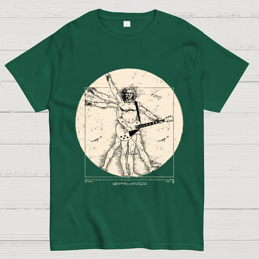 Vitruvian Guitarist T-Shirt  Funny Leonardo da Vinci Rock and Roll Unisex  T-Shirt