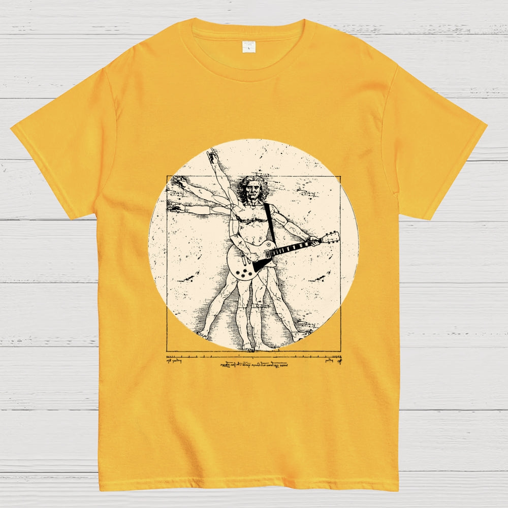 Vitruvian Guitarist T-Shirt  Funny Leonardo da Vinci Rock and Roll Unisex  T-Shirt