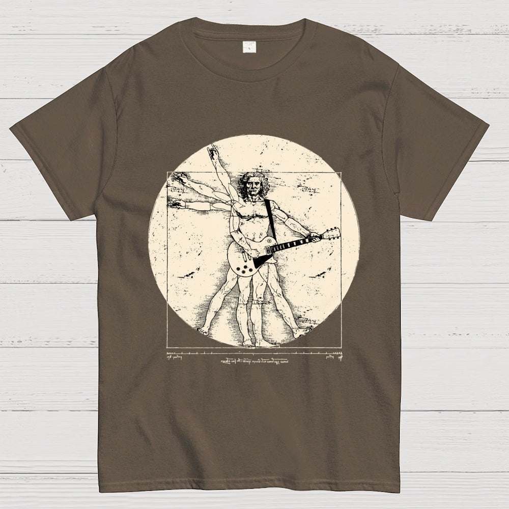 Vitruvian Guitarist T-Shirt  Funny Leonardo da Vinci Rock and Roll Unisex  T-Shirt