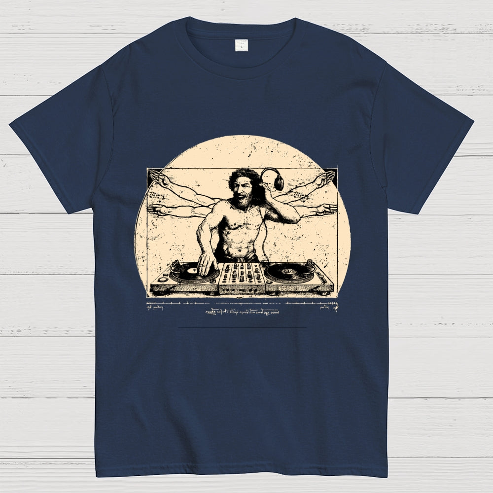 Vitruvian DJ T-Shirt  Funny Da Vinci Music Mashup Unisex  T-Shirt