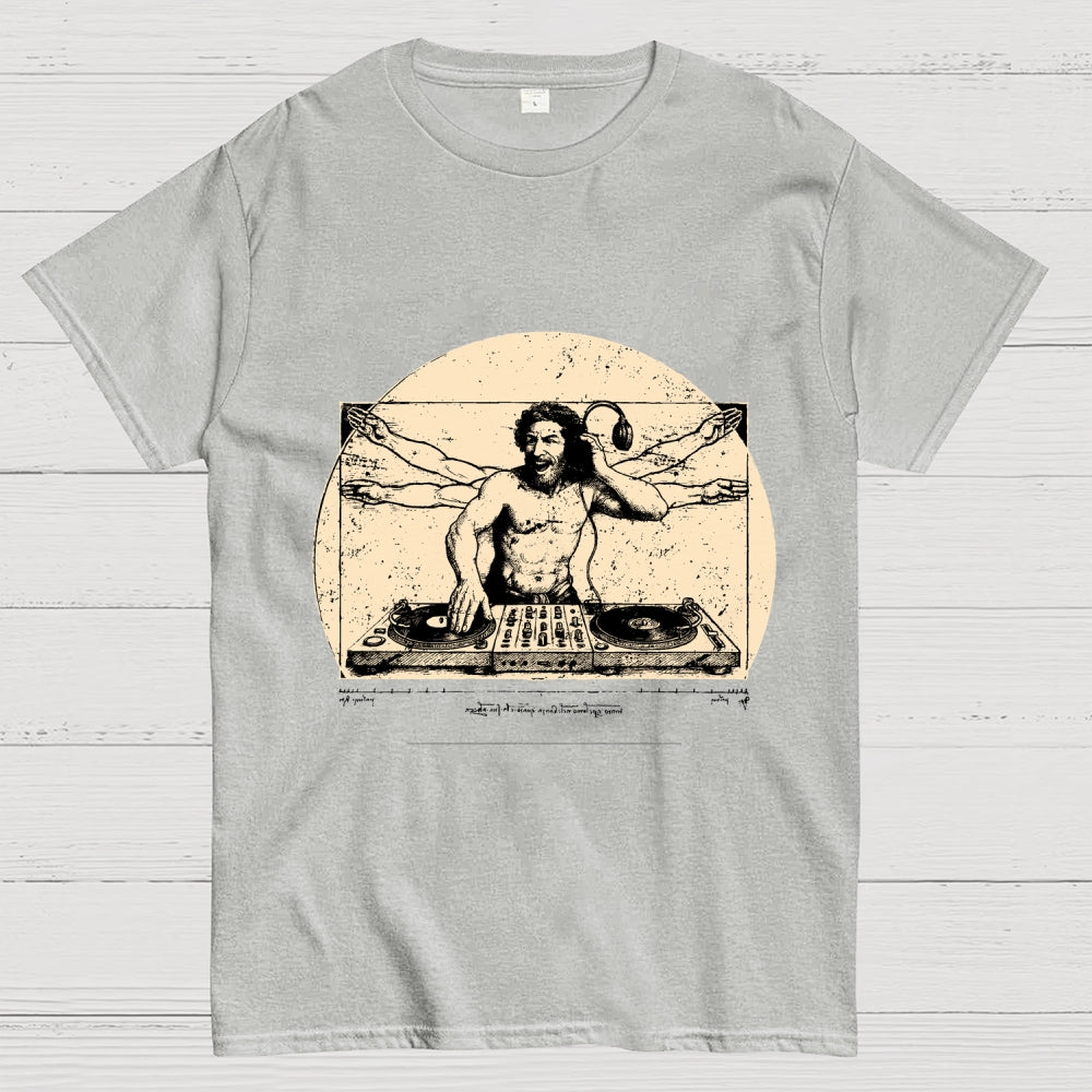 Vitruvian DJ T-Shirt  Funny Da Vinci Music Mashup Unisex  T-Shirt