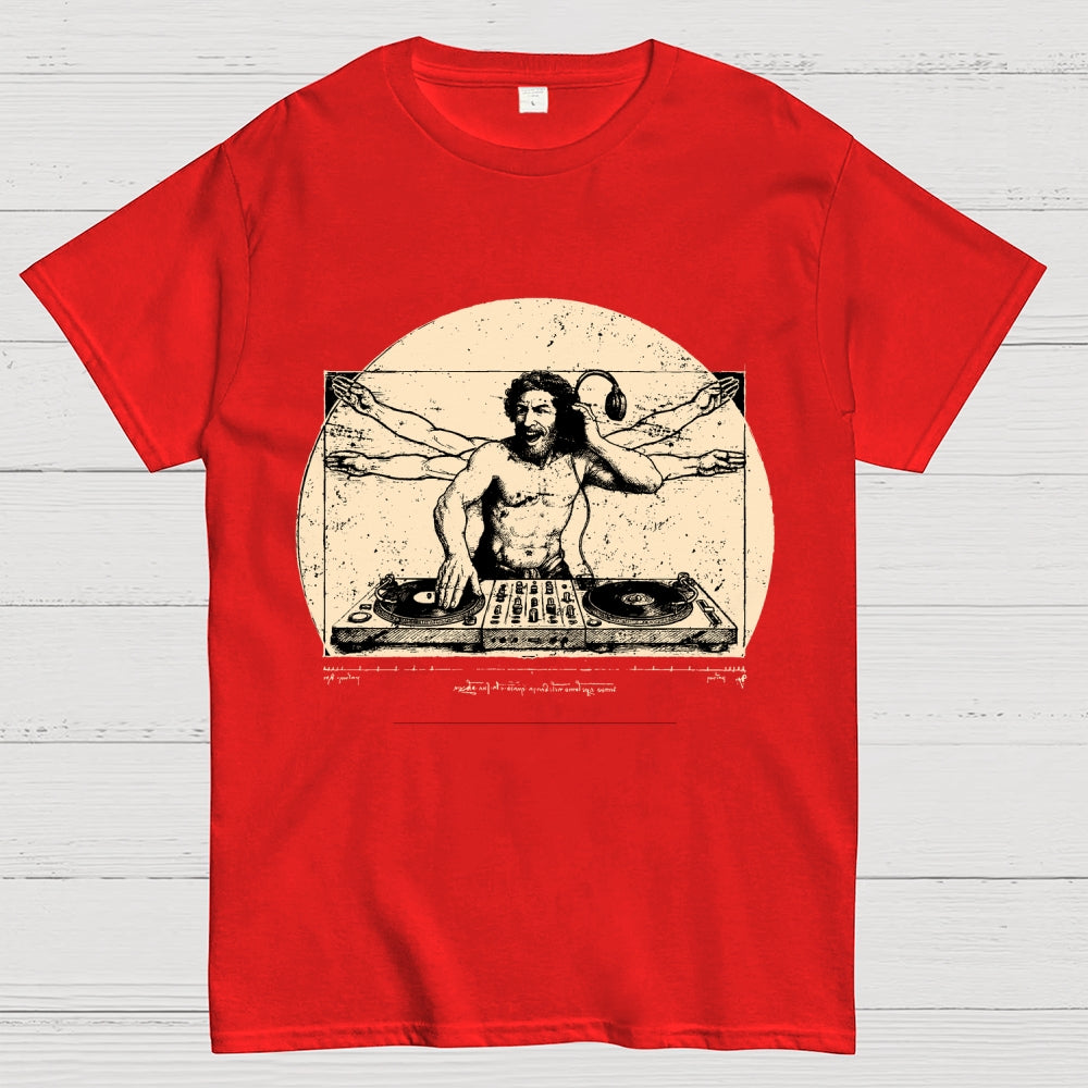Vitruvian DJ T-Shirt  Funny Da Vinci Music Mashup Unisex  T-Shirt