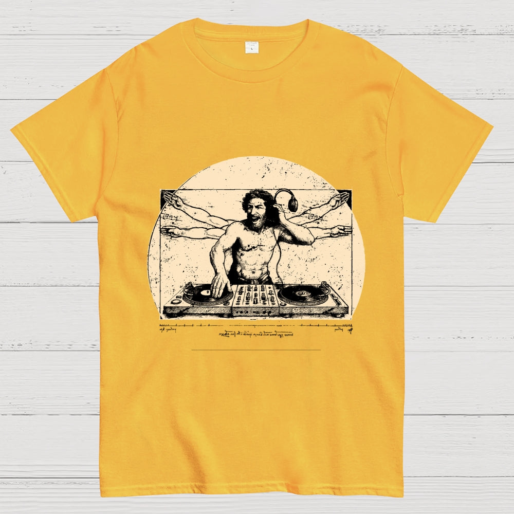 Vitruvian DJ T-Shirt  Funny Da Vinci Music Mashup Unisex  T-Shirt