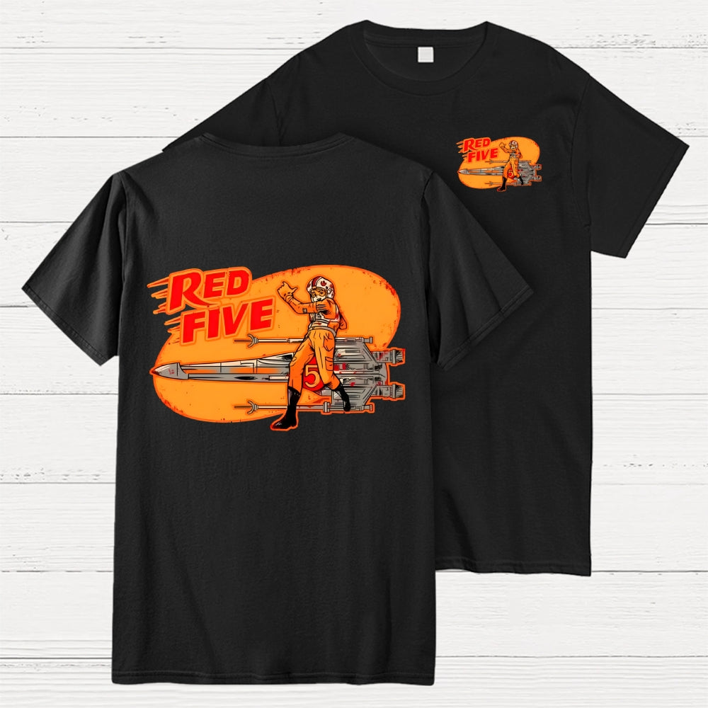 Red Five Standby Front And Back Printing  T-Shirt