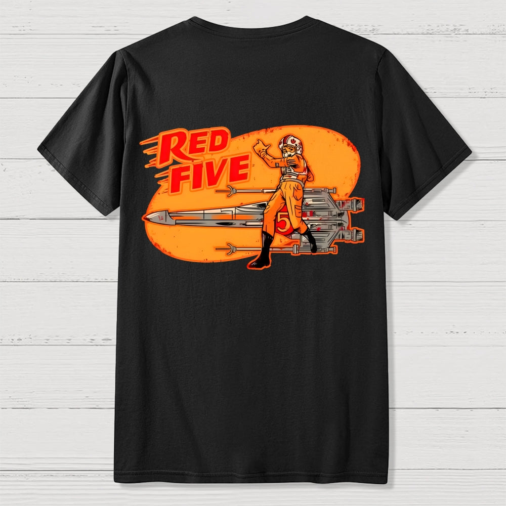 Red Five Standby Front And Back Printing  T-Shirt