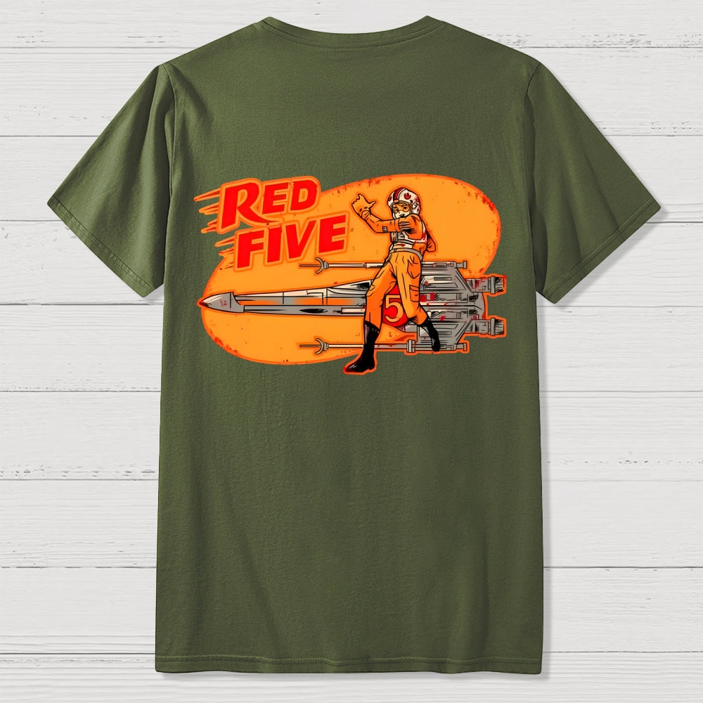 Red Five Standby Front And Back Printing  T-Shirt