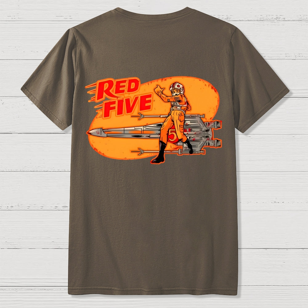 Red Five Standby Front And Back Printing  T-Shirt