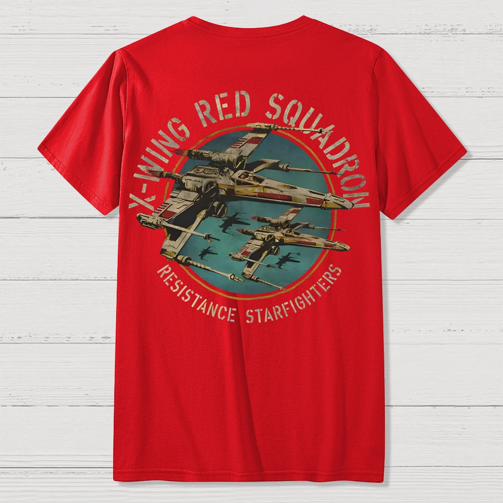 Planetary Battles X-Wing Squadron Faded Portrait  Front And Back Printing  T-Shirt
