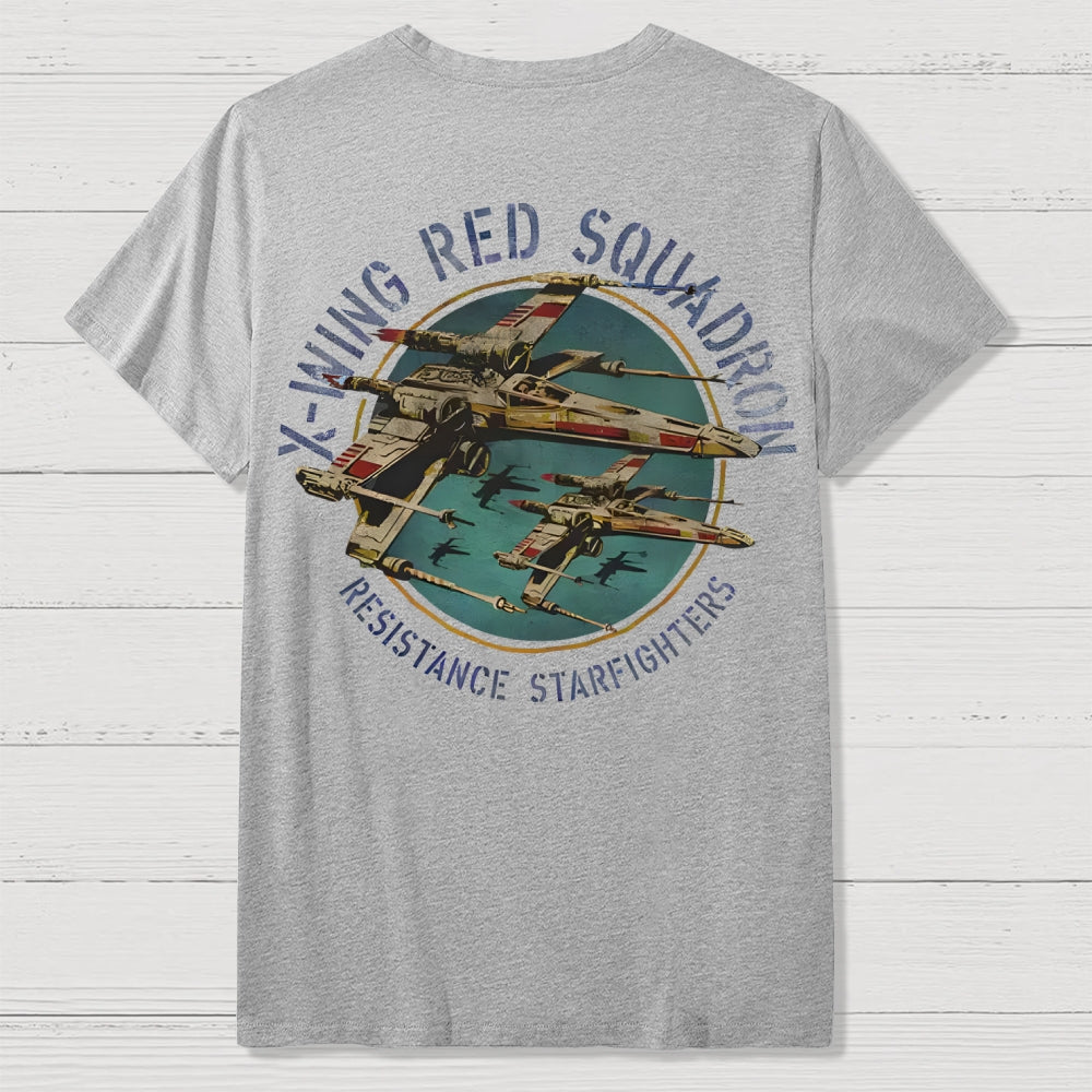Planetary Battles X-Wing Squadron Faded Portrait  Front And Back Printing  T-Shirt