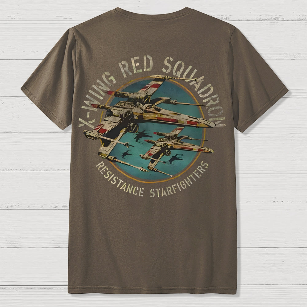 Planetary Battles X-Wing Squadron Faded Portrait  Front And Back Printing  T-Shirt