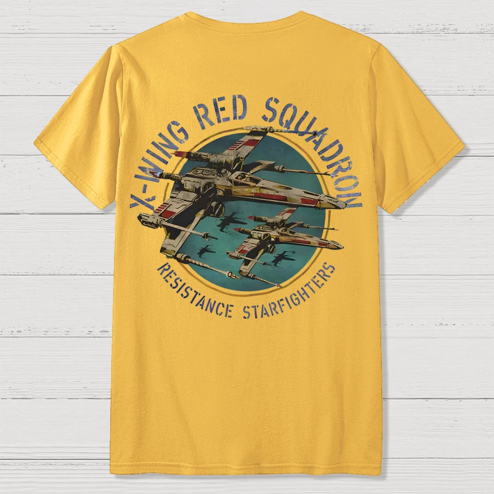 Planetary Battles X-Wing Squadron Faded Portrait  Front And Back Printing  T-Shirt