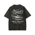 Quint's Shark Fishing Front And Back Printing Washed T-shirt