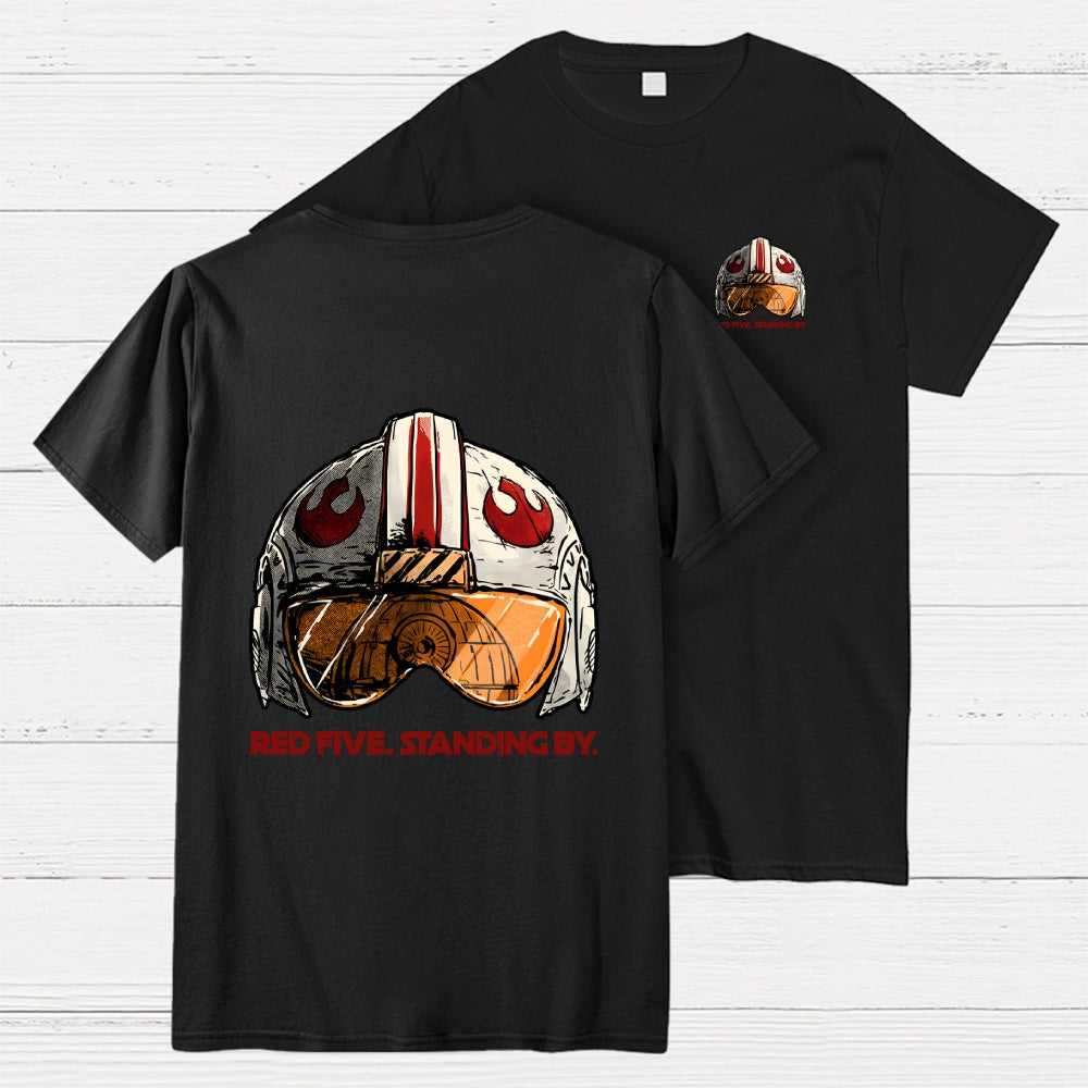 Red Five Standing By Front And Back Printing  T-Shirt