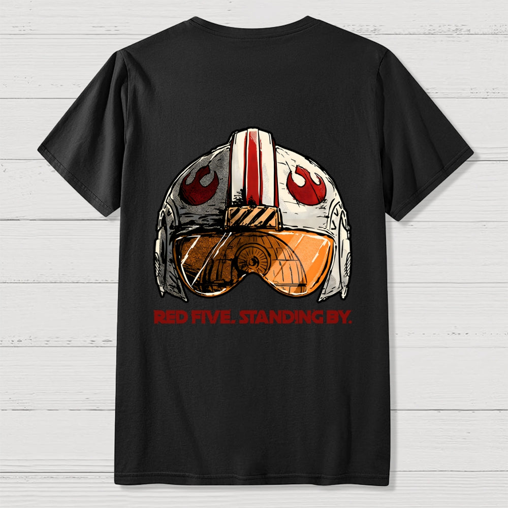 Red Five Standing By Front And Back Printing  T-Shirt