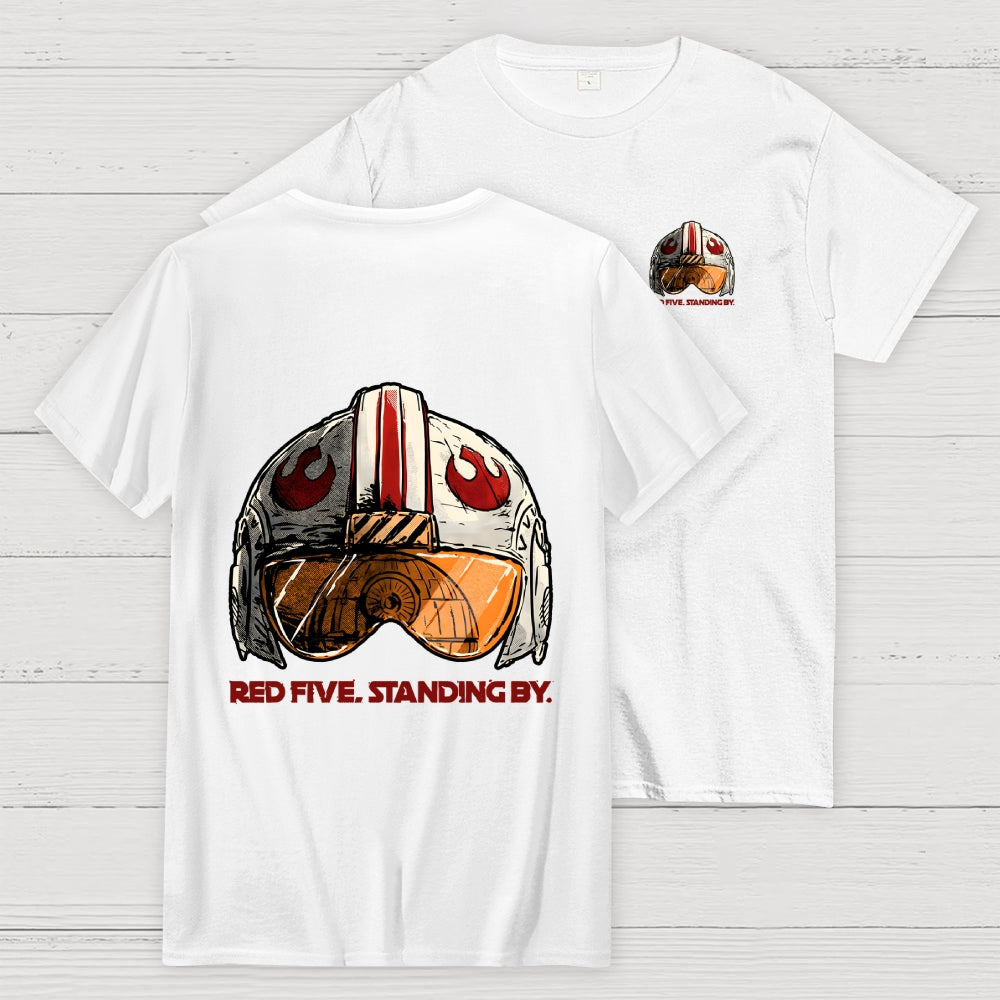 Red Five Standing By Front And Back Printing  T-Shirt