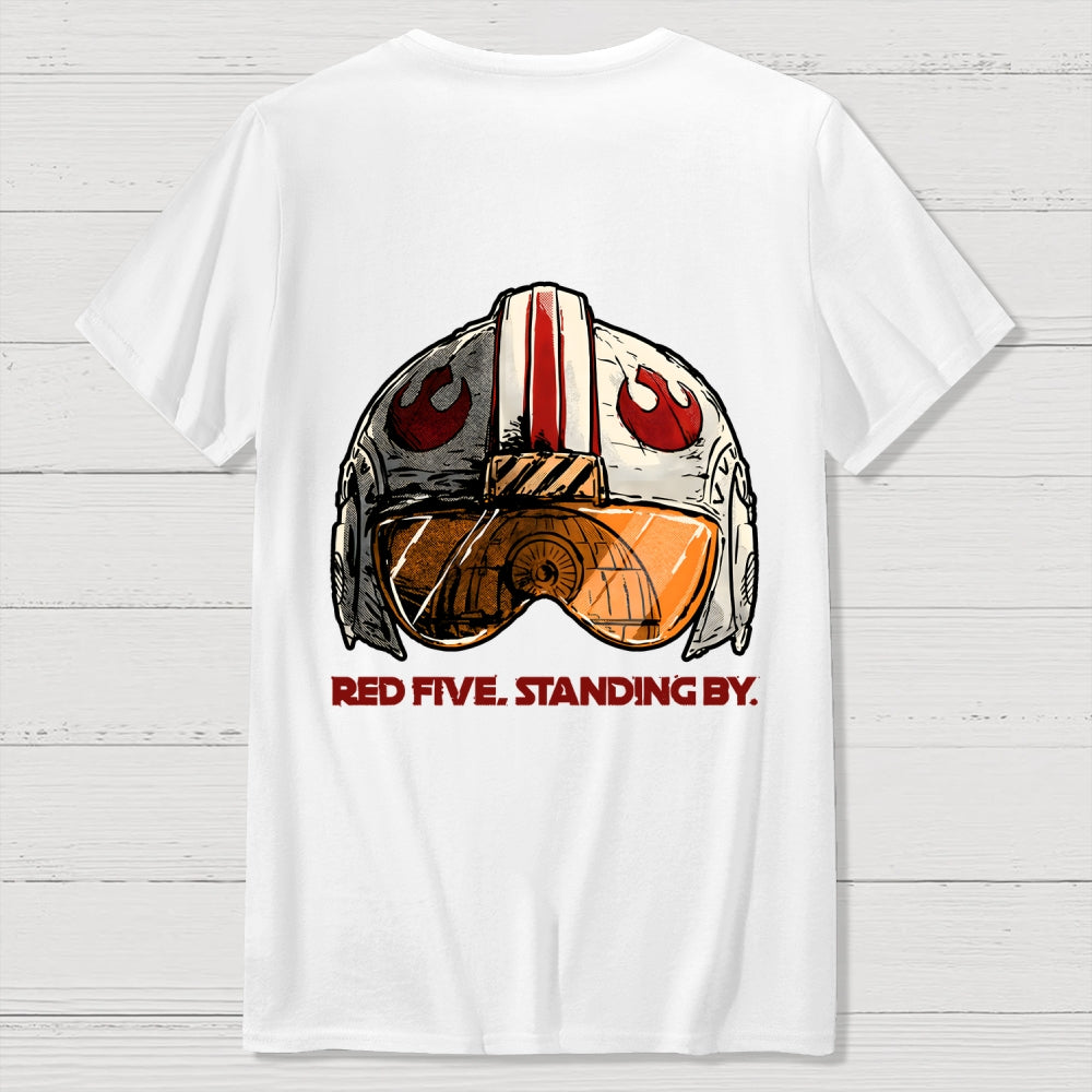 Red Five Standing By Front And Back Printing  T-Shirt