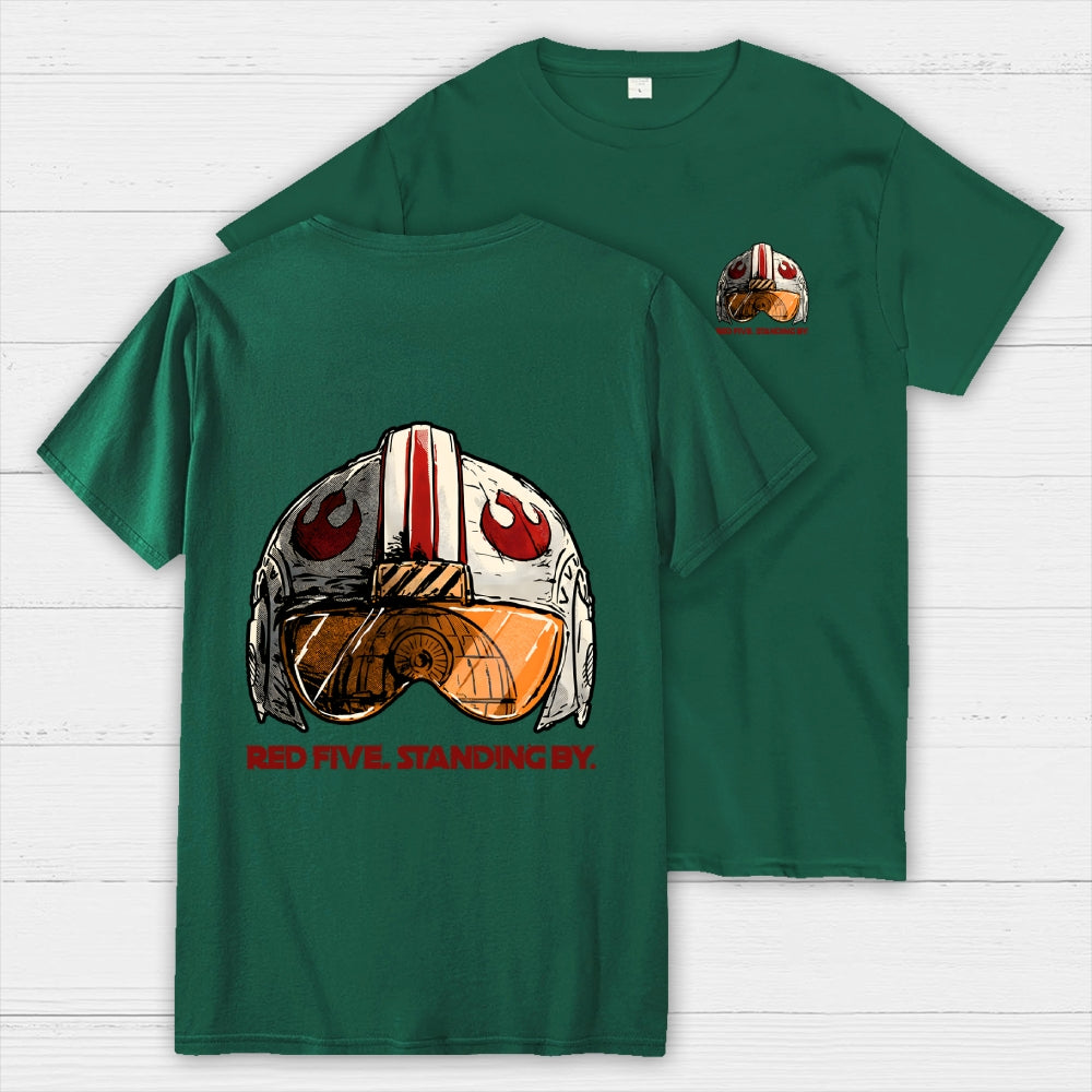 Red Five Standing By Front And Back Printing  T-Shirt