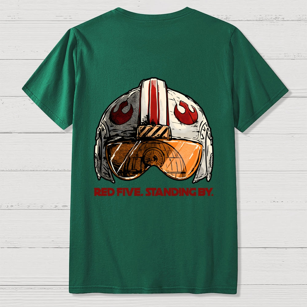 Red Five Standing By Front And Back Printing  T-Shirt