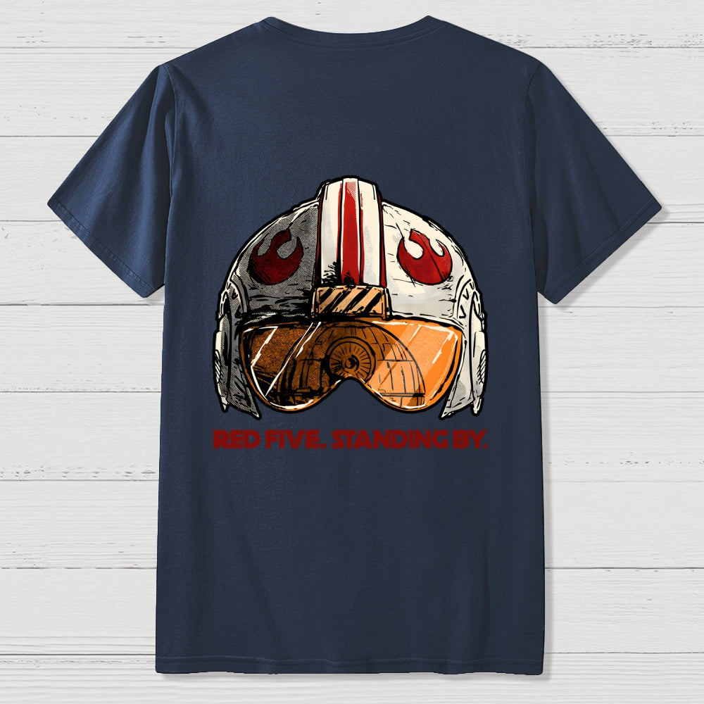 Red Five Standing By Front And Back Printing  T-Shirt