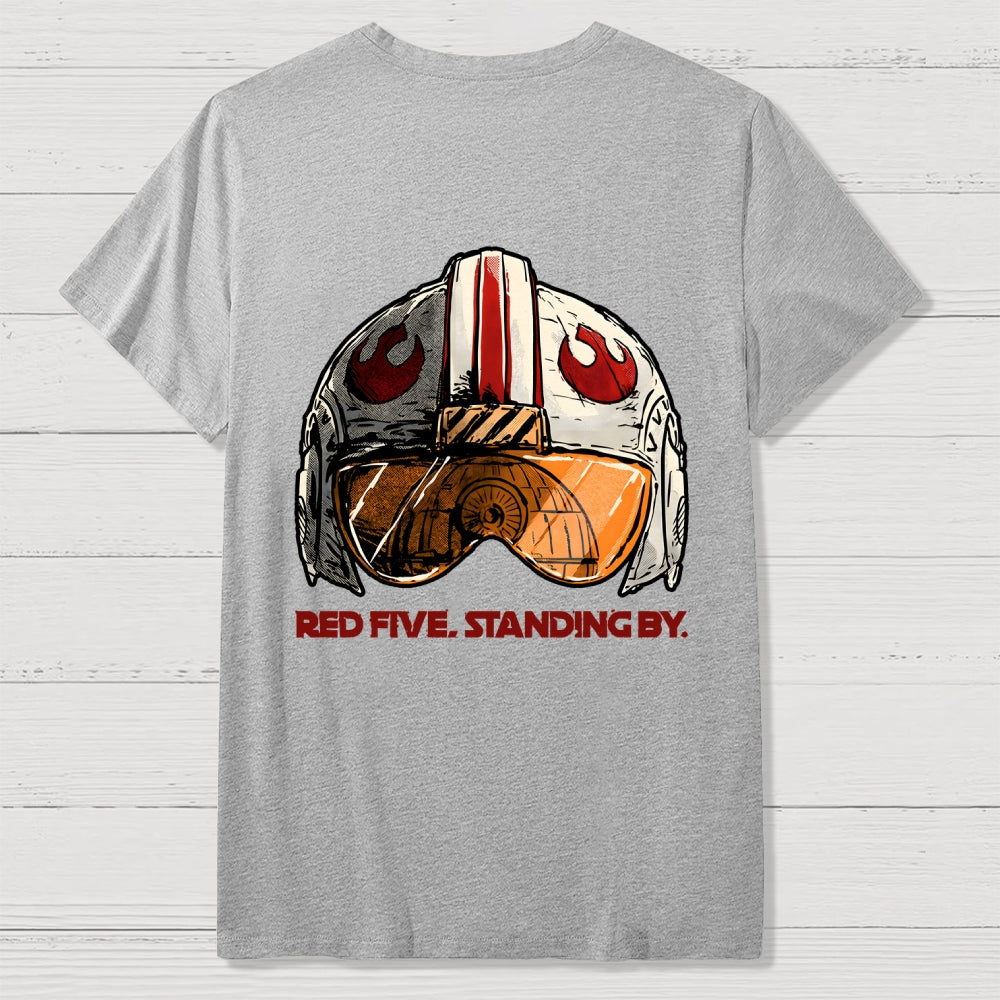 Red Five Standing By Front And Back Printing  T-Shirt
