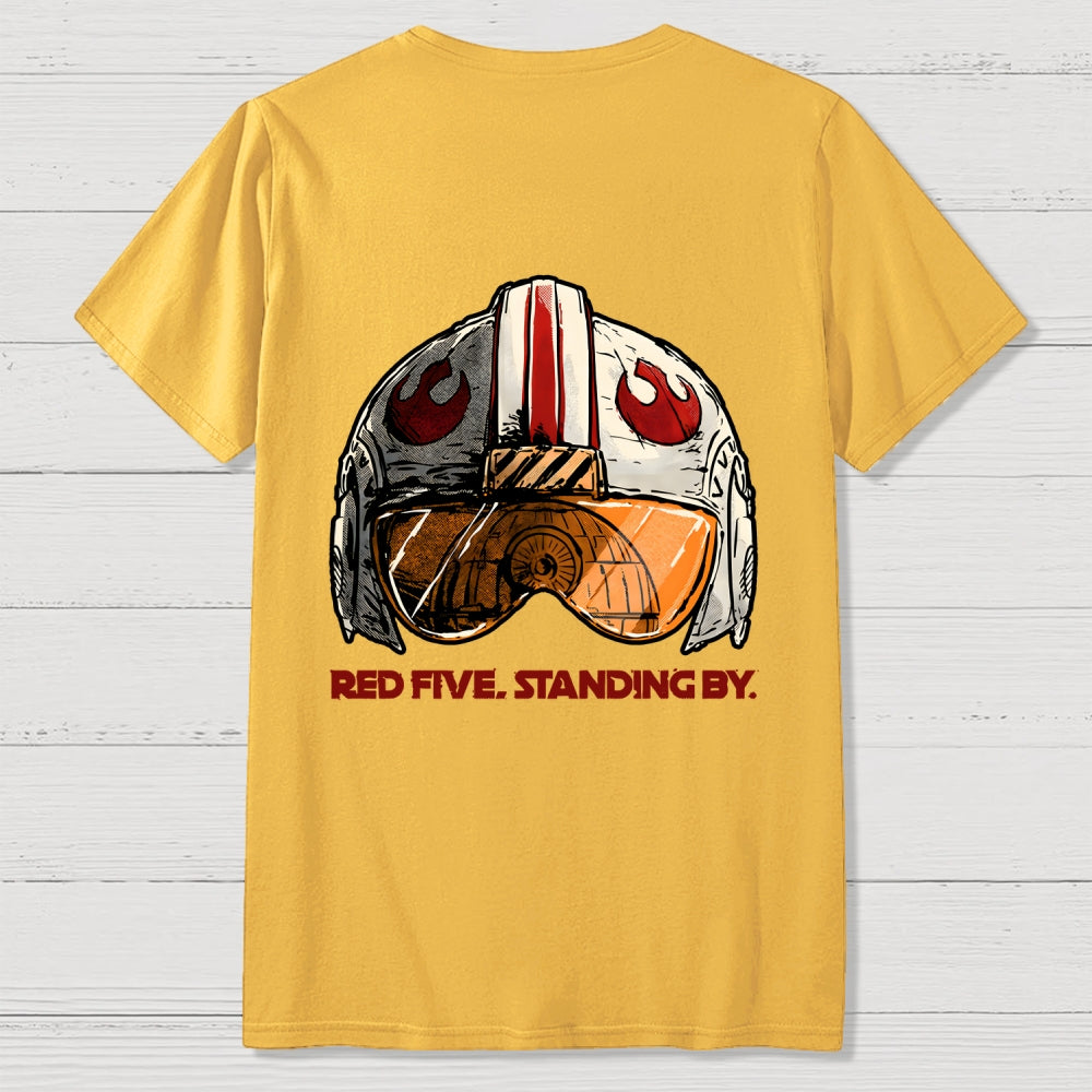 Red Five Standing By Front And Back Printing  T-Shirt