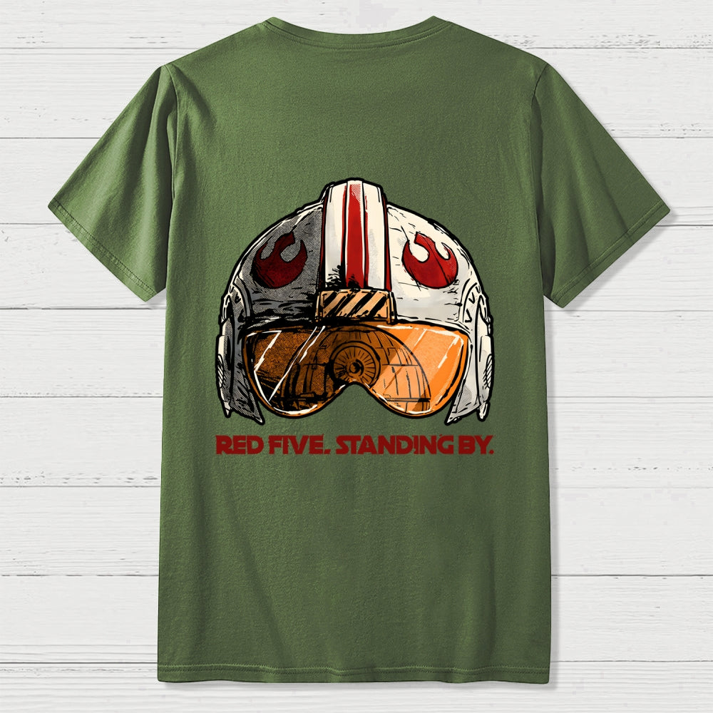 Red Five Standing By Front And Back Printing  T-Shirt