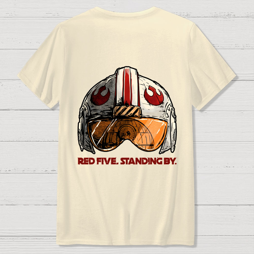 Red Five Standing By Front And Back Printing  T-Shirt