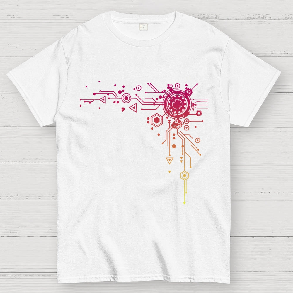 Blue Tech Element Print Unisex  T-Shirt