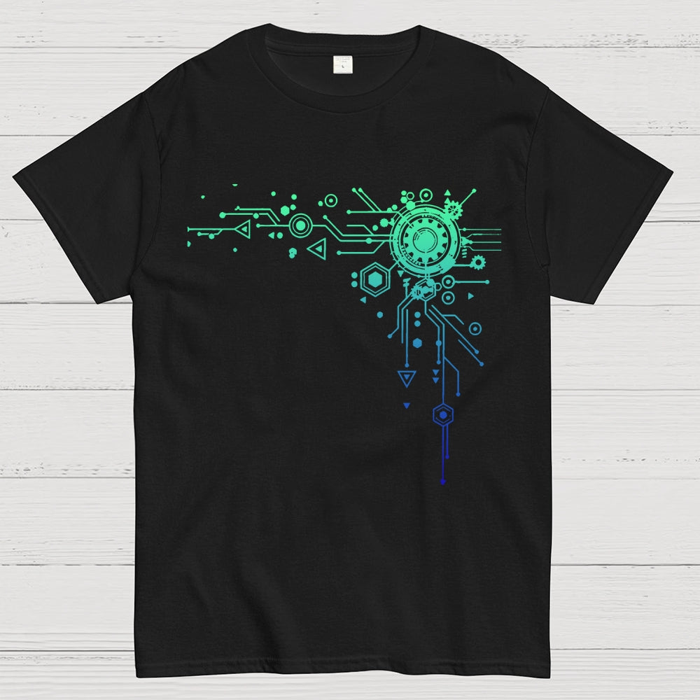 Blue Tech Element Print Unisex  T-Shirt