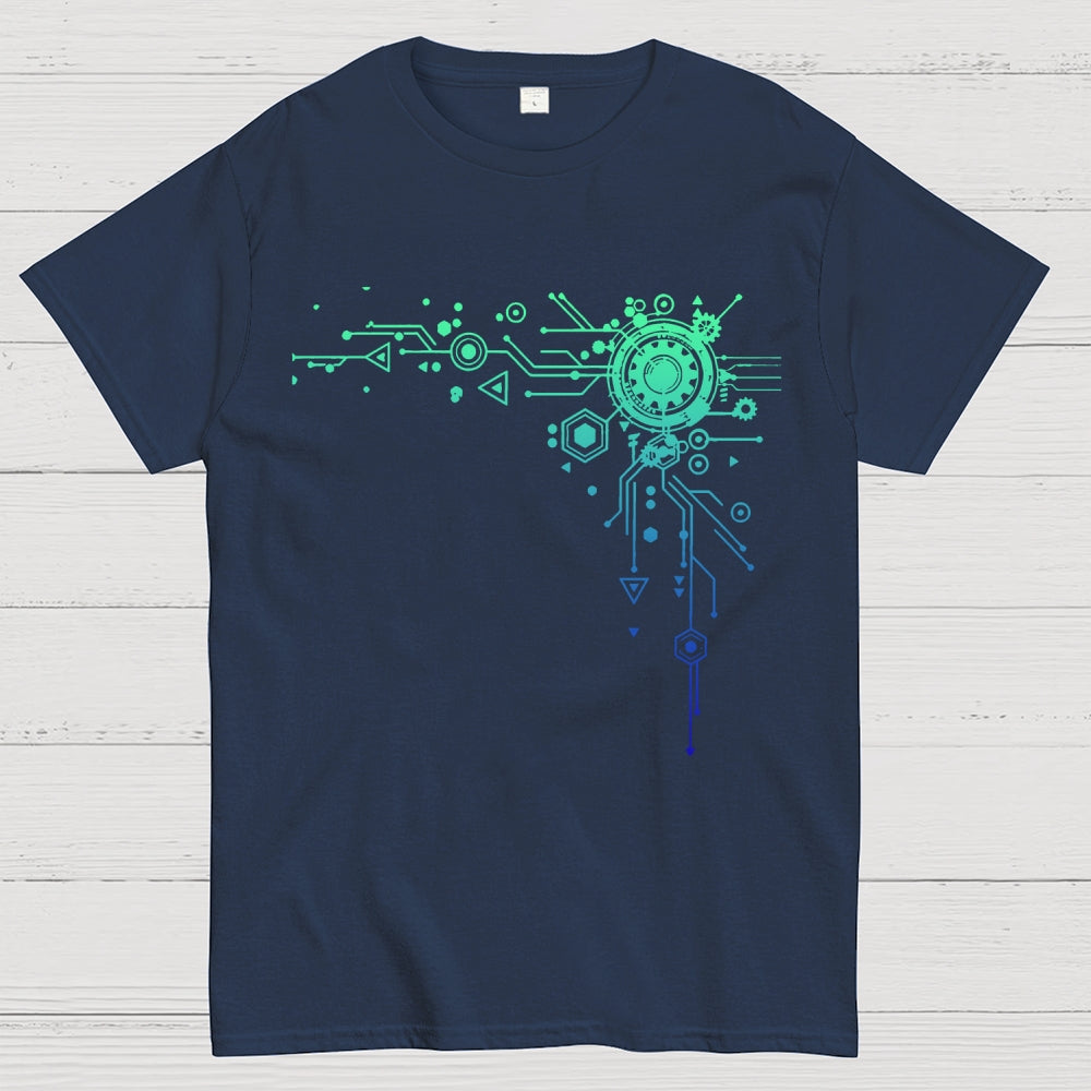Blue Tech Element Print Unisex  T-Shirt
