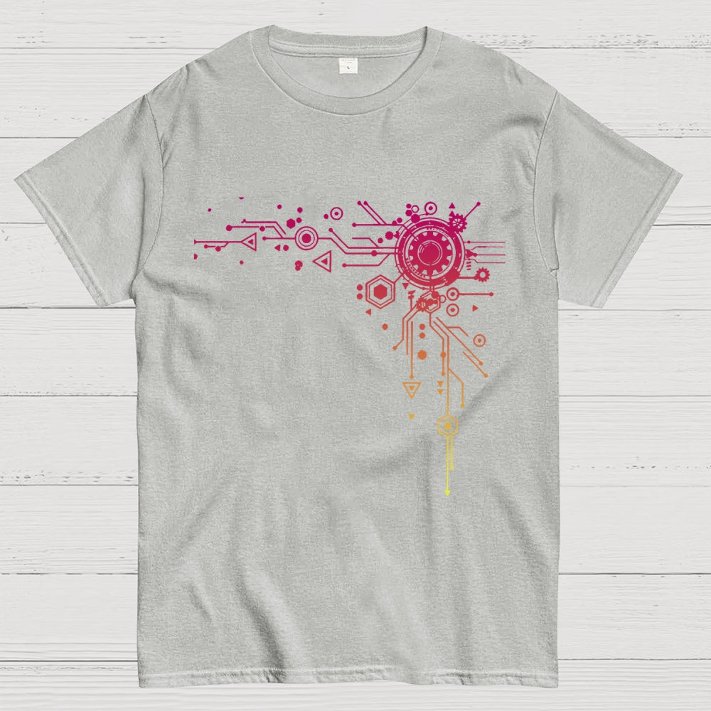 Blue Tech Element Print Unisex  T-Shirt