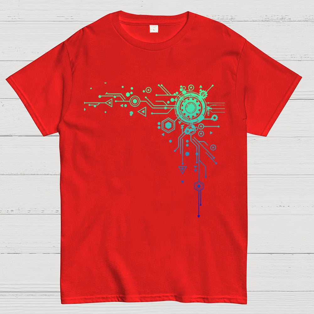 Blue Tech Element Print Unisex  T-Shirt