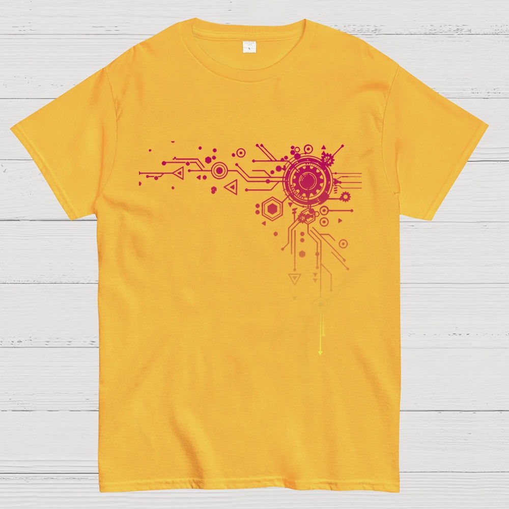 Blue Tech Element Print Unisex  T-Shirt