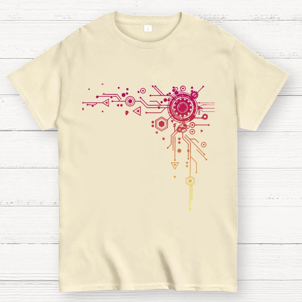 Blue Tech Element Print Unisex  T-Shirt