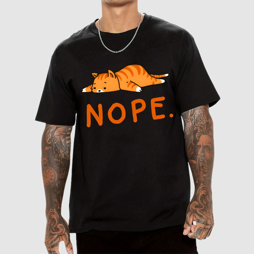 Nope Lazy Cat  T-Shirt
